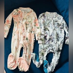 Two posh peanut footies 6-9 months excellent condition